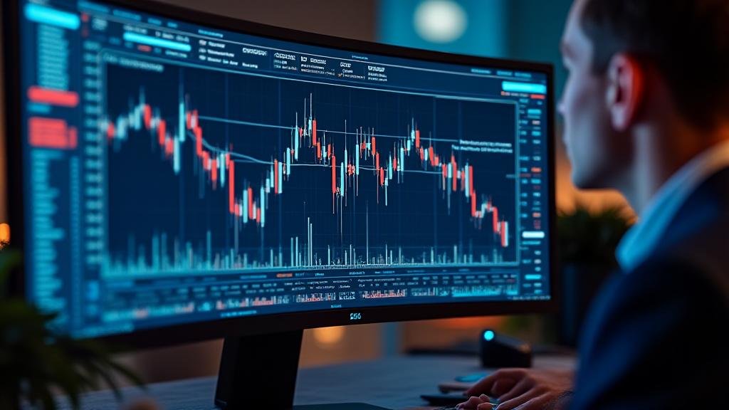 Sophisticated trading interface with professional charting and risk analytics